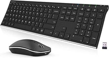 Load image into Gallery viewer, Arteck 2.4G Wireless Keyboard and Mouse Combo Stainless Steel Ultra Slim Full Size Keyboard and Ergonomic Mice for Computer Desktop PC Laptop and Windows 11/10/8 Build in Rechargeable Battery
