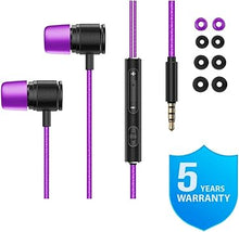 Load image into Gallery viewer, LUDOS Ultra Wired Earbuds in-Ear Headphones, 5 Years Warranty, Earphones with Microphone, Noise Isolating Ear Buds, Memory Foam for iPhone, Samsung, School Students, Kids, Women, Small Ears - Purple
