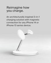 Load image into Gallery viewer, Belkin MagSafe Charger, 3-in-1 Wireless Charging Stand, 2ND GEN, 33% Faster for Apple Watch, iPhone 16, iPhone 15, iPhone 14 Series, AirPods - MagSafe Charging Station for Multiple Devices - White
