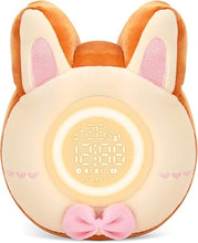 Load image into Gallery viewer, QANYI Bunny Night Light for Kids, Soft Lovely Stuffed Bunny Animal Plush Toy with Bunny Alarm Clock, Sleep Light Brightness for Bedroom, Kids, Gifting, Christmas, New Year
