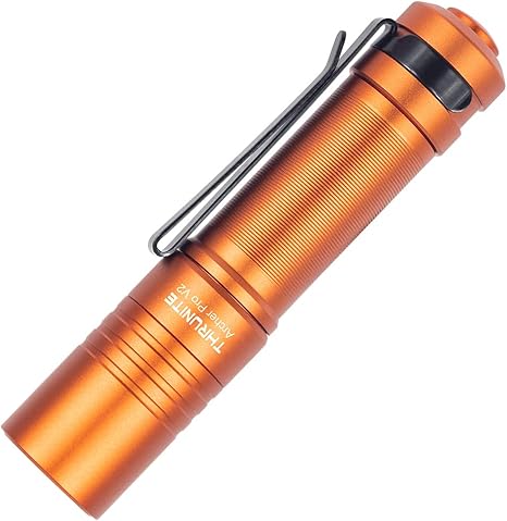 ThruNite Archer Pro V2 EDC Flashlight - 950 Lumens, USB-C Rechargeable, Tail Switch LED Penlight for Camping, Outdoor & Emergency - Cool White (Orange)