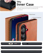 Load image into Gallery viewer, OCASE Compatible with Galaxy S25 Plus Wallet Case, PU Leather Flip Folio Case with Card Holders RFID Blocking Kickstand [Shockproof TPU Inner Shell] Protective Phone Cover 6.7 Inch 2025, Brown

