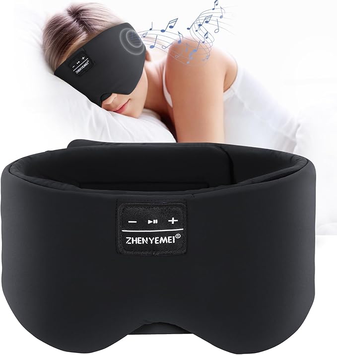 Sleep Mask with Bluetooth Headphones, Blackout Sleep Headphones for Side Sleepers, Ultra-Thin Bluetooth 5.4 Stereo Speaker Eye Mask for Travel, Meditation, Cool Gadgets for Men, Women