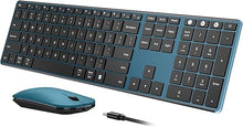 Load image into Gallery viewer, Wireless Bluetooth Keyboard and Mouse Combo (USB + Dual BT), seenda Multi-Device Rechargeable Slim Keyboard and Mouse, Compatible for Win 7/8/10, MacBook Pro/Air, iPad, Tablet - Black Blue
