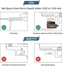 Load image into Gallery viewer, OLIGHT Baldr Mini 600 Lumens Rechargeable Weaponlight with Green Beam and White LED Combo, Magnetic USB Compact Tactical Flashlight with Adjustable Rail for G19, G45, Sig P320, and so on(Desert Tan)
