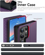 Load image into Gallery viewer, OCASE Compatible with Galaxy S25 Ultra Wallet Case, PU Leather Flip Folio Case with Card Holders RFID Blocking Kickstand [Shockproof TPU Inner Shell] Protective Phone Cover 6.9 Inch 2025, Dark Purple
