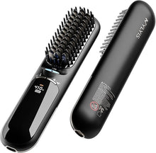 Load image into Gallery viewer, Cordless Hair Straightener Brush?6 Modes?410°F ?Portable Mini Hair Straightener for Women?Negative Ion Travel Hot Comb
