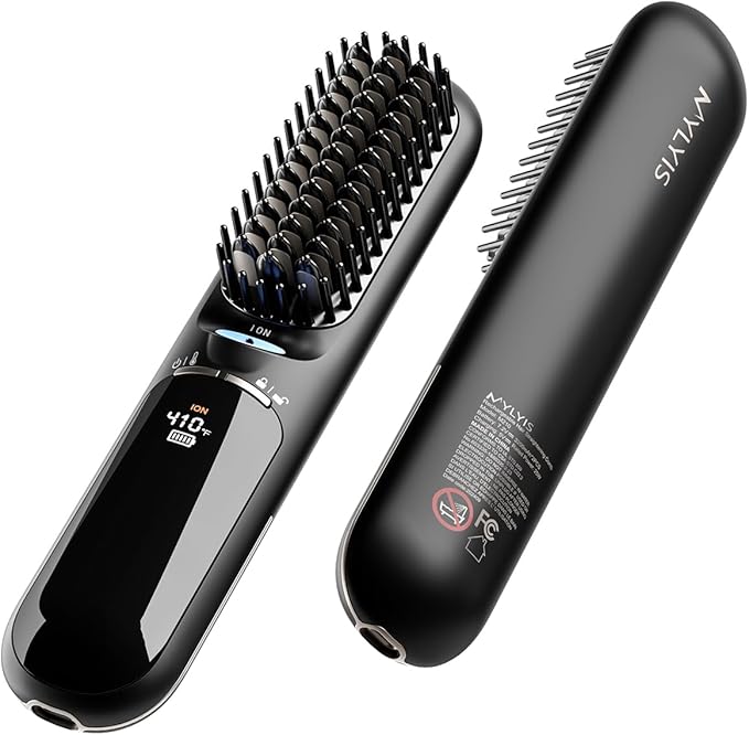 Cordless Hair Straightener Brush?6 Modes?410°F ?Portable Mini Hair Straightener for Women?Negative Ion Travel Hot Comb