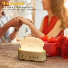 Load image into Gallery viewer, QANYI Small Table Lamp, Cute Toast Bread LED Bedroom Nightstand Light with Timer and Rechargeable, Cool Birthday Gift for Baby Kids Children Girls Boys
