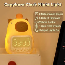 Load image into Gallery viewer, Cute Capybara Alarm Clock Night Light, Fun Children&#39;s Wake Up Lamp, Night Light for Kids Bedroom Decoration, Sleep Training Clock, Birthday Gift
