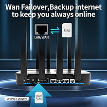 Load image into Gallery viewer, AX3000 Wiflyer Cat9 4G LTE Router with Dual SIM Card Slot Unlocked, Dual Band WiFi 6 Cellular Router with All Gigabit Ports and USB 3.0, Z8102-M2-S
