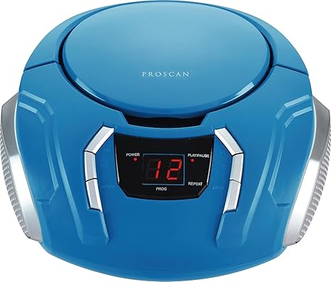 PROSCAN ELITE Portable CD Player Boombox with AM/FM Radio + Built in Speakers + Aux Input to Phone/Headphones/Any Audio - CD Players for Home Using AC Adapter or C Batteries