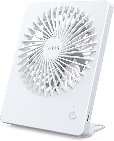 Zuvas Desk Fan Battery Operated Fan Rechargeable 180°Tilt Folding Personal Fan Ultra Quiet Small Portable Fan 3 Speed Adjustable Strong Wind USB Fan For Office Bedroom Home Desktop Camping (White)