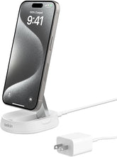 Load image into Gallery viewer, Belkin Convertible Magnetic Charging Stand 15W - MagSafe-Compatible Fast Qi2 Charger, iPhone Charger for Apple iPhone 16, 16 Plus, 16 Pro, 16 Pro Max, iPhone 15 &amp; 14, Apple Airpods Pro, &amp; More - White
