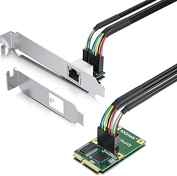 Mini PCIe 1G Gigabit Ethernet Network Card (Intel I210AT), with LED Light, 30-cm Cable Length