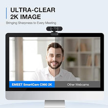 Load image into Gallery viewer, EMEET C960 2K Webcam with Microphone, 2K QHD, 2 Noise-Reduction Mics, TOF Autofocus Streaming Webcam with Privacy Cover, Plug&amp;Play USB Webcam for Calls/Conference, Zoom/Skype/YouTube, Laptop/Desktop
