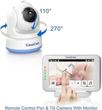 Load image into Gallery viewer, BM200 Video Baby Monitor with 5&quot; Touchscreen and HD Pan &amp; Tilt Camera, Two Way Audio, Lullabies, Nightlight, Automatic Night Vision and Temperature Monitoring Capability
