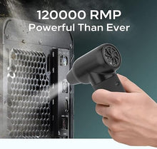 Load image into Gallery viewer, Compressed Barber Air Duster,110000RPM Portable Hand Held Mini Fan, for Cooling, Cleaning,Salon,Home, Type-C Charging, Black
