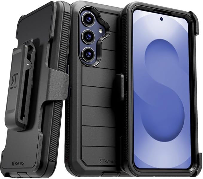 for Samsung Galaxy S25+ Case with Belt Clip Holster & Kickstand, Screenless Protective Dual-Layer Shockproof Phone Case for Galaxy S25 Plus - Black