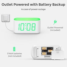 Load image into Gallery viewer, Alarm Clock for Bedrooms, Large Display Digital Clocks with 2 Alarms, 7 Color Larger Night Light, Battery Backup, Dimmer, Adjustable Volume, Easy Snooze (Green)
