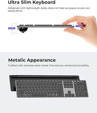 Load image into Gallery viewer, Wireless Bluetooth Keyboard and Mouse Combo (USB + Dual BT), seenda Multi-Device Rechargeable Slim Keyboard and Mouse, Compatible for Win 7/8/10, MacBook Pro/Air, iPad, Tablet - Black Gray
