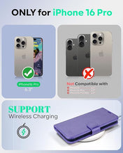 Load image into Gallery viewer, OCASE Compatible with iPhone 16 Pro Wallet Case, PU Leather Flip Folio Case with Card Holders RFID Blocking Kickstand [Shockproof TPU Inner Shell] Phone Cover 6.3 Inch 2024, Purple
