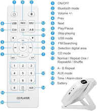 Load image into Gallery viewer, CD Player, Bluetooth HiFi Speaker, USB Flash Player, AUX line-in Audio Boombox, FM Radio, Portable, Wall Mountable and Desk Stand, with Remote Control
