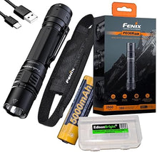 Load image into Gallery viewer, Fenix PD36R Pro 2800 Lumen USB Rechargeable LED Tactical Flashlight with EdisonBright Charging Cable Carry case Bundle
