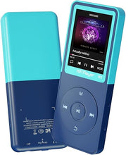 Load image into Gallery viewer, Bluetooth Mp3 Player, Classic Portable Walkman Mp3 &amp; Mp4 Players for Kids,HiFi Music Player with Video Play,FM Radio,Recording,E-Book,Alarm Clock,Mp3 Play up to 50 Hours with SD Card Slot Blue 16GB
