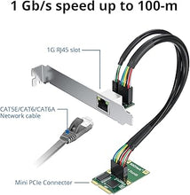 Load image into Gallery viewer, Mini PCIe Gigabit Ethernet Network Card, Single RJ45 Port, 1G NIC Compare to Intel I210AT, with LED Light, 30-cm Cable Length, Ethernet Card for Windows/Windows Server/Linux
