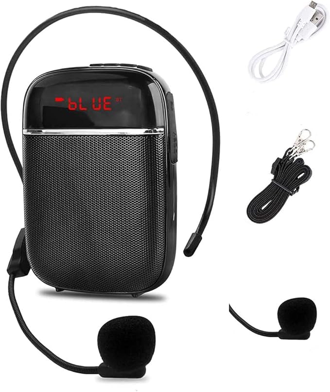 Portable Bluetooth Voice Amplifier, Wired Rechargeable Mini Speaker with Microphone, Suitable for Teachers, Tour Guides, Coaches, Etc. (Black)