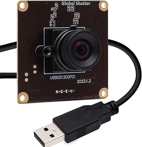 SVPRO Global Shutter USB Camera Module 90fps High Speed Webcam Board 1920x1200 2MP AR0234 UVC Webcam Module with Distortion Free M12 Lens for Computer,Slow Motion Board Camera for Golf Swing