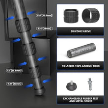 Load image into Gallery viewer, 69'' Carbon Fiber Tripod for Camera WEYLLAN Heavy Duty Tripod Camera, 10-Layer Carbon Fiber Tube, 29mm Professional Tripod Leg with DSLR Ball Head for Camcorder Telephoto Lens, Max Load 20kg_4877
