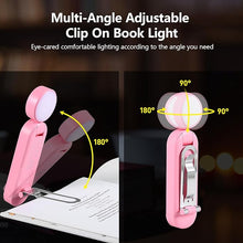 Load image into Gallery viewer, VAVOFO USB Rechargeable Book Light, Blue Light Blocking, Amber Light Clip On Bookmark Shaped Reading Light, Eye Care 6 LEDs Book Light for Bookworms Reading in Bed (Pink)
