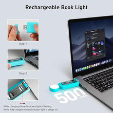 Load image into Gallery viewer, VAVOFO USB Rechargeable Book Light, Blue Light Blocking, Amber Light Clip On Bookmark Shaped Reading Light, Eye Care 6 LEDs Book Light for Bookworms Reading in Bed with 9 Lighting Modes (Blue)
