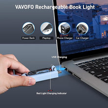 Load image into Gallery viewer, VAVOFO USB Rechargeable Book Light, Blue Light Blocking, Amber Light Clip On Bookmark Shaped Reading Light, Eye Care 6 LEDs Book Light for Bookworms Reading in Bed with 9 Lighting Modes (Light Blue)
