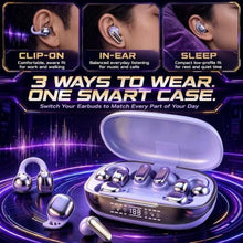 Load image into Gallery viewer, 6in1 Bluetooth Wireless Earbuds, Interchangeable Clipon, InEar &amp; Sleep Earphones with Rechargeable Charging Case, APP EQ Control, LED Digital Display, Low Latency Headphones for Sports and Travel, Black_98
