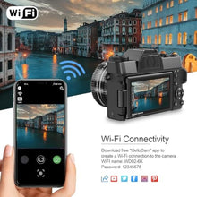 Load image into Gallery viewer, 6K 64MP Digital Camera for Photography NIKICAM Vlogging Camera for YouTube with 180 Flip Screen, WiFi,16X Digital Zoom, 52mm Lens, 2 Batteries, 32GB Micro SD Card(Black)_1419
