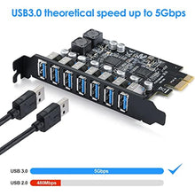 Load image into Gallery viewer, 7-Port USB 3.0 PCIe Expansion Card for Desktop PC, 5Gbps SuperSpeed Data Transfer, PCI Express to USB 3.0 Hub Card with Dedicated Channels &amp; UASP Support, Plug &amp; Play, Windows 11/10/8/7/XP/Vista/Linux, BlueUSB_8580

