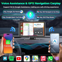 Load image into Gallery viewer, 7" Portable Car Screen with Dual Dash Cam, Wireless CarPlay Android Auto, black_1536
