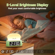 Load image into Gallery viewer, Kids Alarm Clock, Digital Alarm Clock for Bedrooms, Cute Toast Night Light, Timer, Snooze, Adjustable Brightness, Small Bedside Clock for Kids Girls Boys Teens Birthday Room Decor
