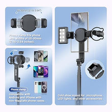 Load image into Gallery viewer, 40.9&quot; Magnetic Selfie Stick Tripod, Cell Phone Tripod Stand with Rechargeable Remote &amp; Phone Tripod Mount with 2 Cold Shoe,Portable Phone Holder for Travel Selfies Live Streaming Video Recording
