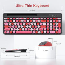 Load image into Gallery viewer, Bluetooth Keyboard and Mouse Wireless,Multi-Device Rechargeable Keyboard and Mouse Combo with Phone Holder BT 5.0+3.0+2.4GHz Quiet Ergonomic Compatible with Mac/Windows/iOS/Android(Black Pink)
