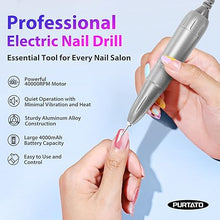 Load image into Gallery viewer, Professional Nail Drill 40,000 RPM, Rechargeable,LCD Display E File Machine for Acrylic Nails Gel Polishing Removing Portable Nails Efile Tools for Manicure Salon &amp; Home (Silver)
