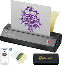 Load image into Gallery viewer, P8008 Wireless Tattoo Transfer Stencil Printer, Thermal Portable Tattoo Machine Bluetooth Tattoo Printer Kit for Tattoo Artists &amp; Beginners, Compatible with Smartphone &amp; Pc
