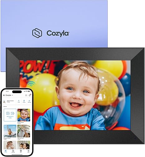Cozyla Digital Picture Frame WiFi Free Unlimited Storage AI-Powered Send Pictures & Video via Google Photos Email Web Browser App Digital Photo Frame Electronic Picture Frame Slideshow 10.1 Inch Black
