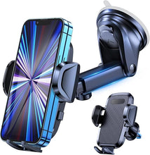 Load image into Gallery viewer, KNZ Car Phone Holder Dashboard Windscreen Vent Clip Handsfree Mobile Mount Stand Cradle for 16 15 Pro Max 14 13 12 All Phones (Black)
