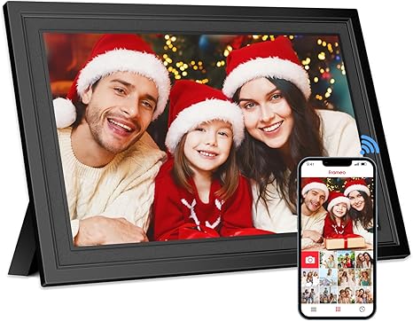 Frameo 10.1 Inch Smart WiFi Digital Photo Frame, 32GB Memory, Auto-Rotate, 1280x800 HD IPS Touchscreen Digital Picture Frame, Wall Mountable, Instantly Share Pictures Videos, for Family, Friends-Black