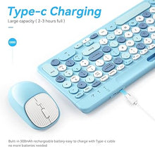 Load image into Gallery viewer, Bluetooth Keyboard and Mouse Wireless, Multi-Device Rechargeable Keyboard and Mouse Combo with Phone Holder (Bluetooth 5.0+3.0+2.4GHz) Quiet Ergonomic Compatible with Mac/Windows/iOS/Android (Blue)
