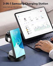 Load image into Gallery viewer, Wireless Charger for Samsung: 3 in 1 Wireless Charging Station for Samsung Galaxy Watch 7 6 5 4 3 Pro Classic Galaxy Buds - Charger Dock Stand for S24 Ultra S23 S22 S21 S20 Note 20 10 Z Fold Android
